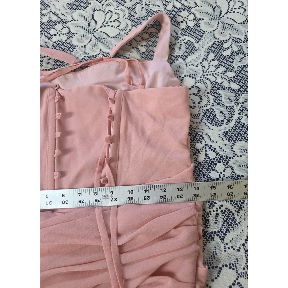 Pink Chiffon Maxi Dress 8 Corset Sleeveless Adjustable Straps Ruched Flowy NWOT - Picture 5 of 8
